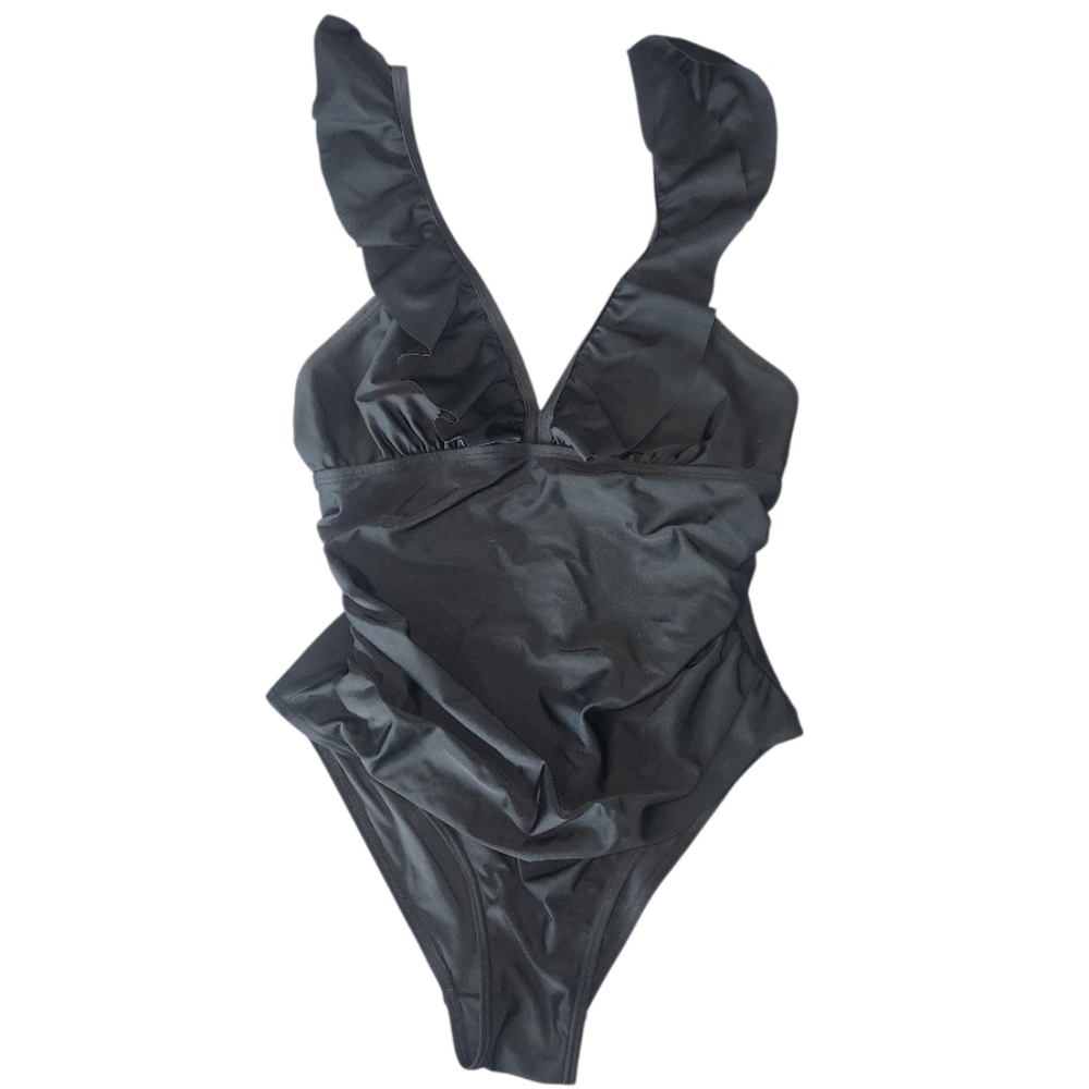 Black Ruffled One-Piece Swimsuit